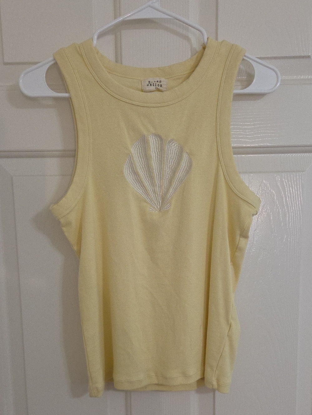 Soft Yellow Shell-Embroidered Tank Top - Juniors
